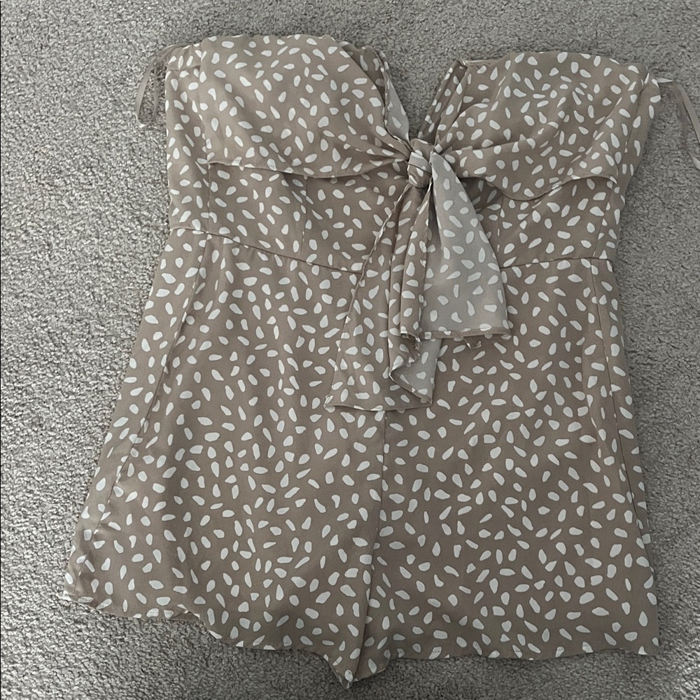 She + Sky Beige Strapless Romper